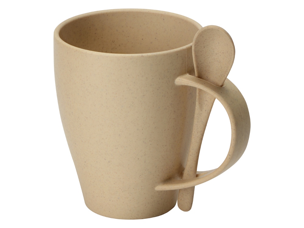 Пшеничная кружка Nina с ложкой, 300ml, бежевый-0