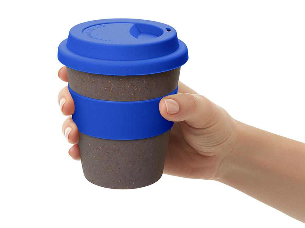 Стакан с силиконовой крышкой Cafe, темно-синий-5