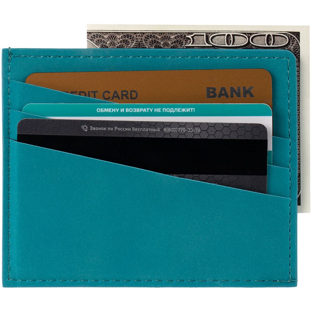 Чехол для карточек Nubuk, бирюзовый-2