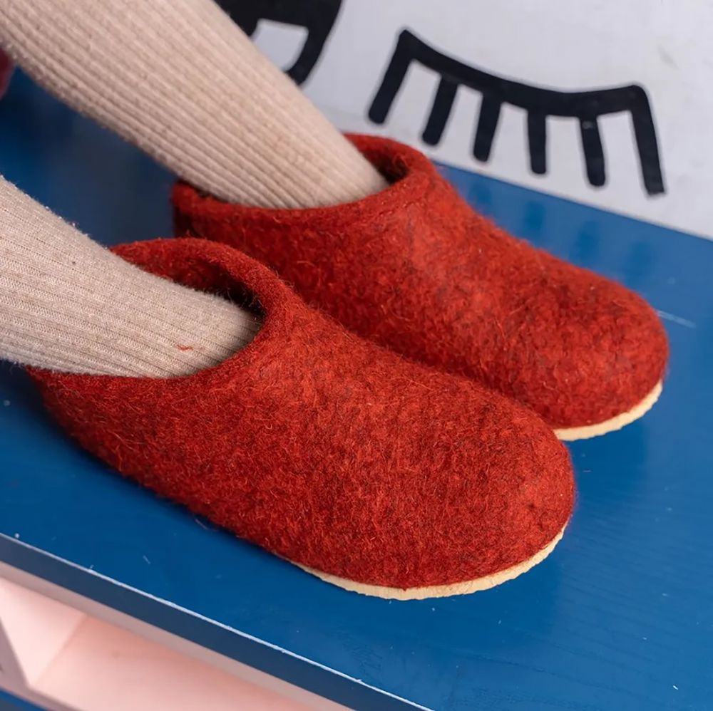 Домашние валенки Cant, красно-коричневые (терракот)-4