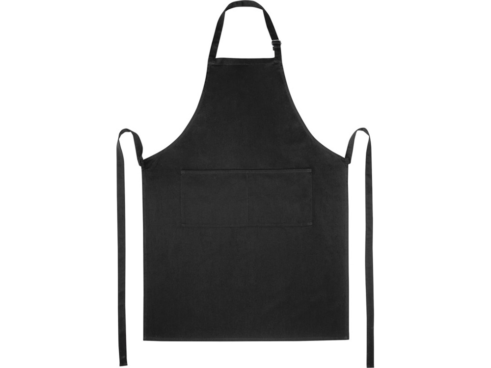 Фартук Andrea плотностью 240 г/м² с регулируемой завязкой на шее - сплошной черный-1