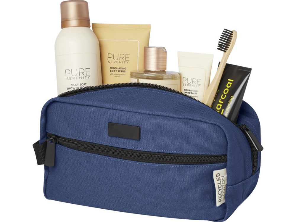 Косметичка Joey из холста, переработанного по стандарту GRS, объемом 3,5 л, нэйви-4