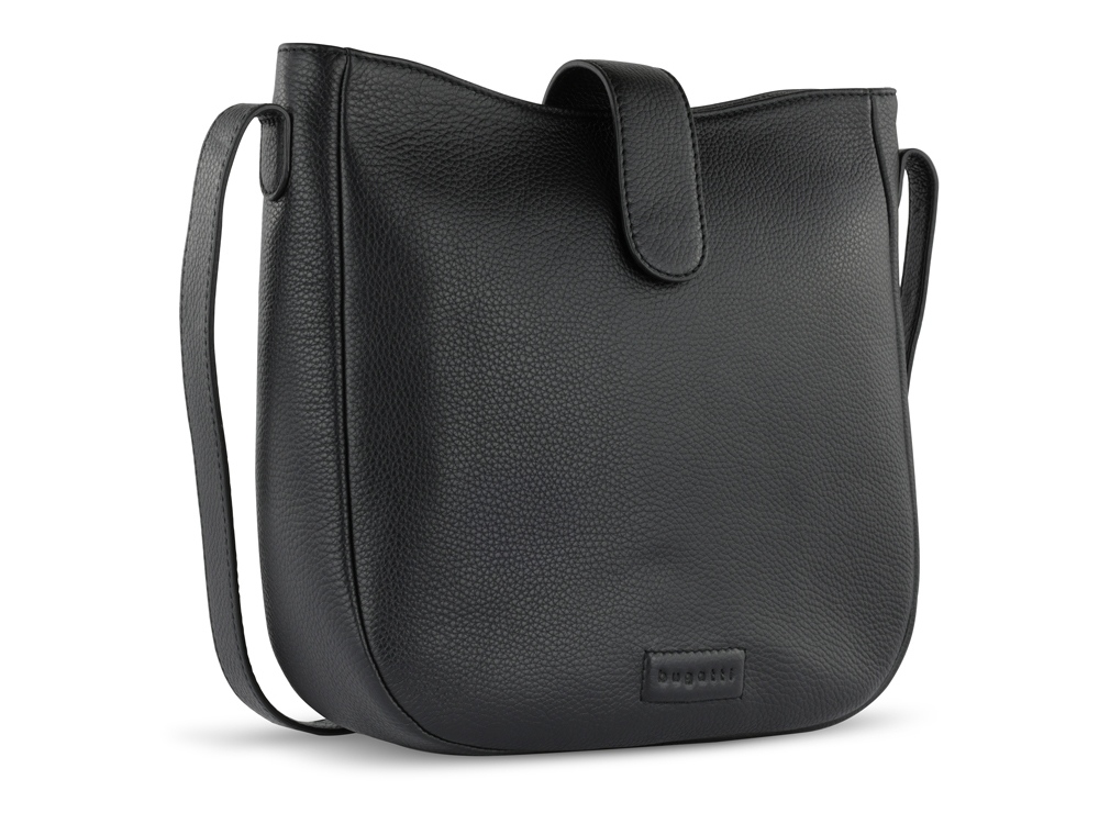Сумка женская BUGATTI Elsa, чёрная, воловья кожа/полиэстер, 29х8х27 см-0