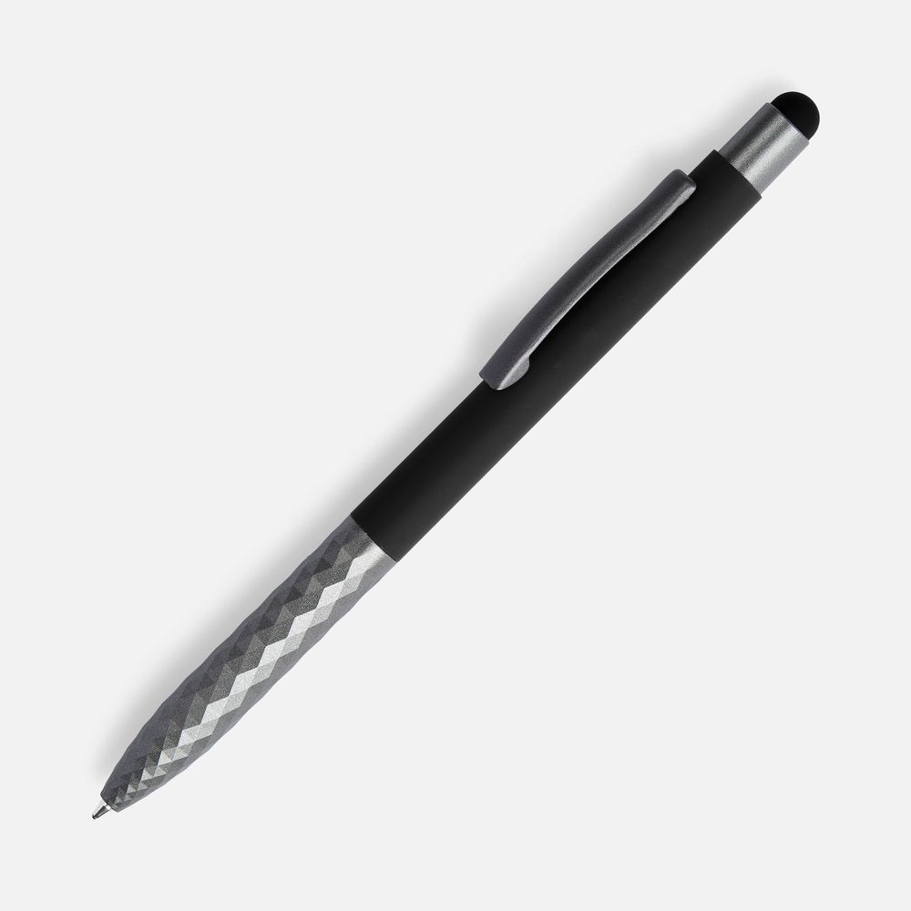 Ручка шариковая Digit Soft Touch со стилусом, черная-0
