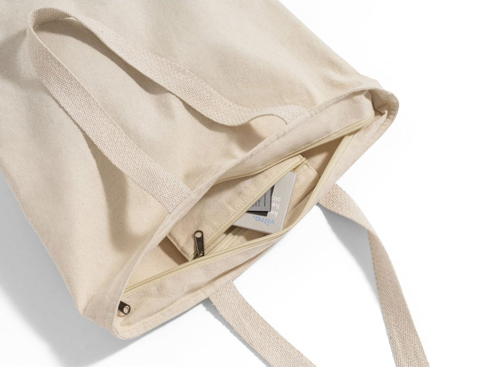 HACKNEY. Сумка из 100% хлопка на застежке, Натуральный светлый-3