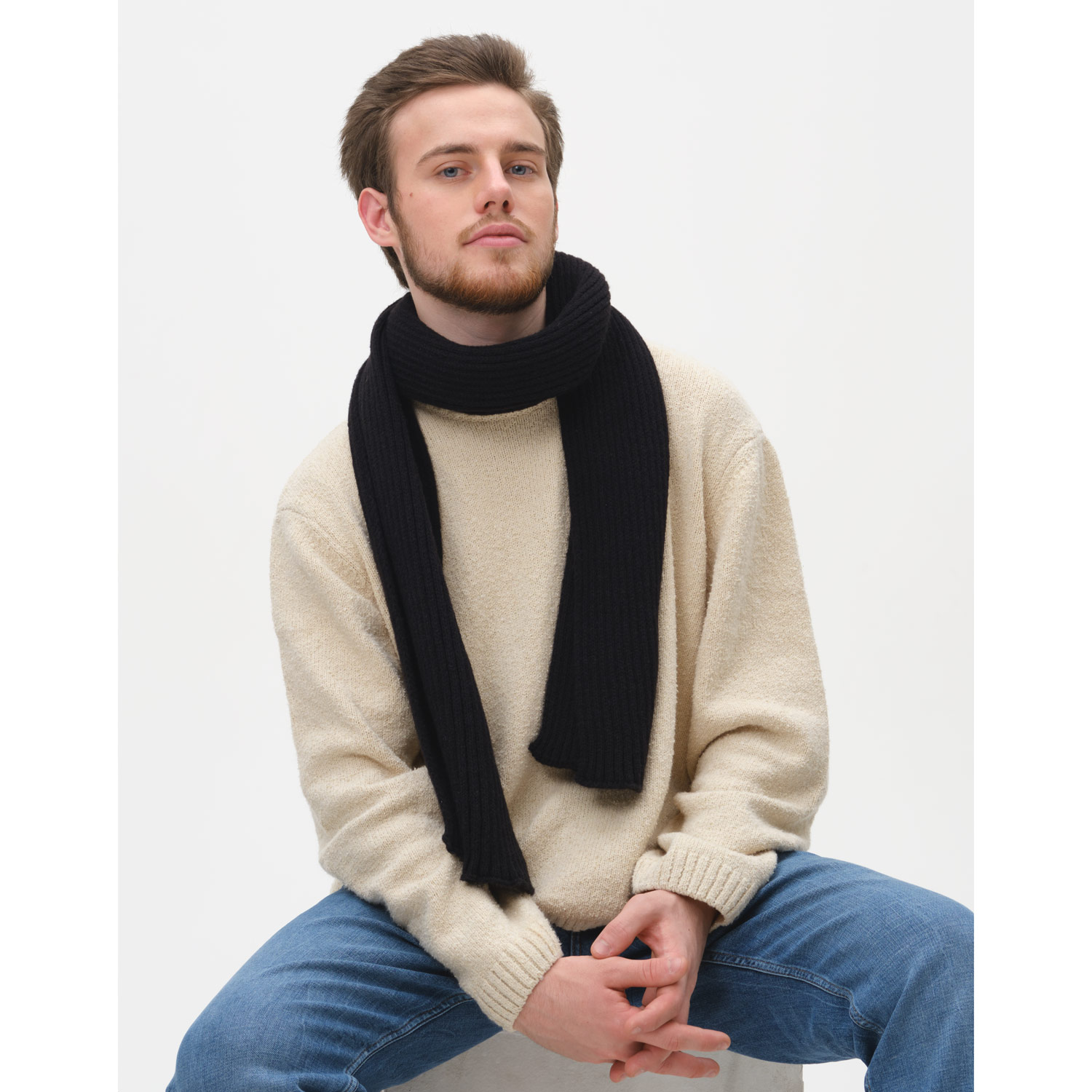 Шарф Форгес (Forges) вязаный, черный-2