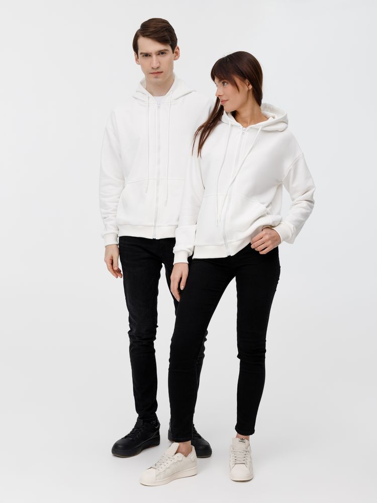 Толстовка унисекс оверсайз на молнии Zippy Terry, белая-8