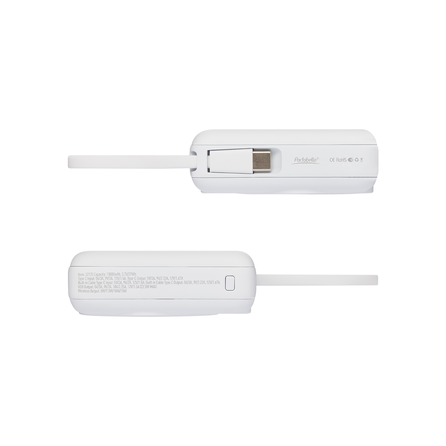 Внешний аккумулятор с подсветкой Ritter PD 10000mAh с функцией беспроводной зарядки 15W, белый-6