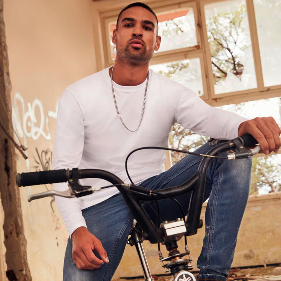 Футболка мужская SUPER PREMIUM LONG SLEEVE 190, белый-4