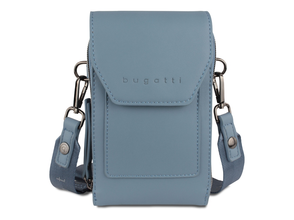 Сумка наплечная BUGATTI Almata, голубая, полиуретан, 11х4х19 см-1