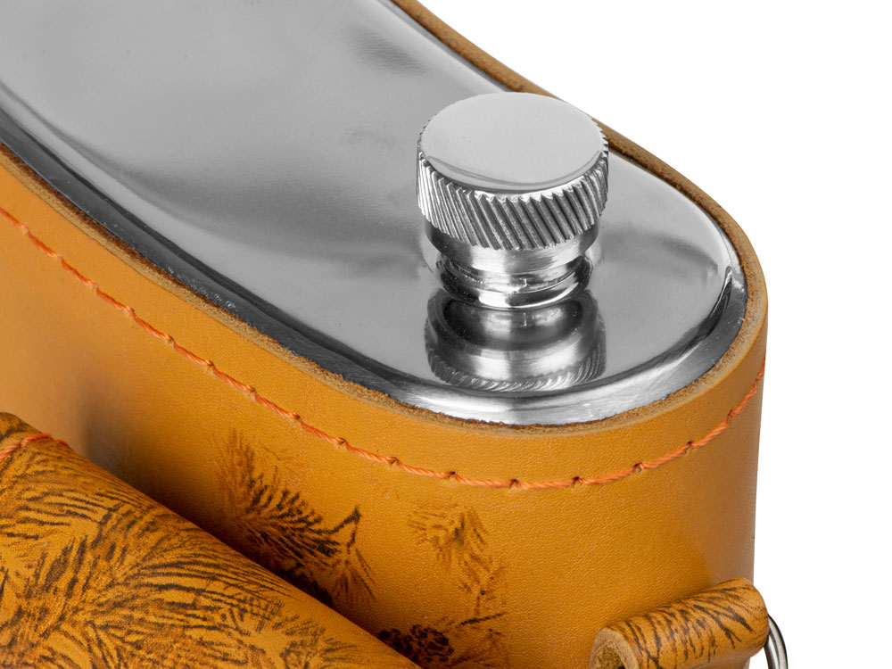 Набор Подарочный: фляга 511/2 (рыжая кожа), 2л+2 стаканчика+2 вилки-6