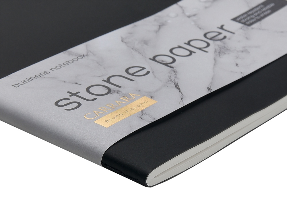 Тетрадь с каменной бумагой А5 Carrara 40 л., линейка, черный-4