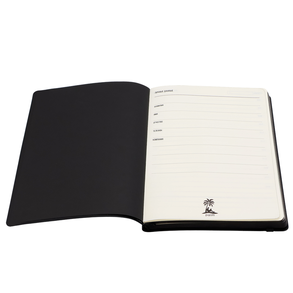 Ежедневник A5 недатированный Dante в мягком переплёте софт-тач, Черный-1