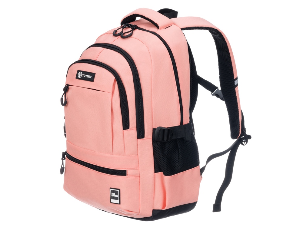 Рюкзак TORBER КЛАСС, персиковый, 46 х 32 х 13 см + Мешок для сменной обуви в подарок!-1