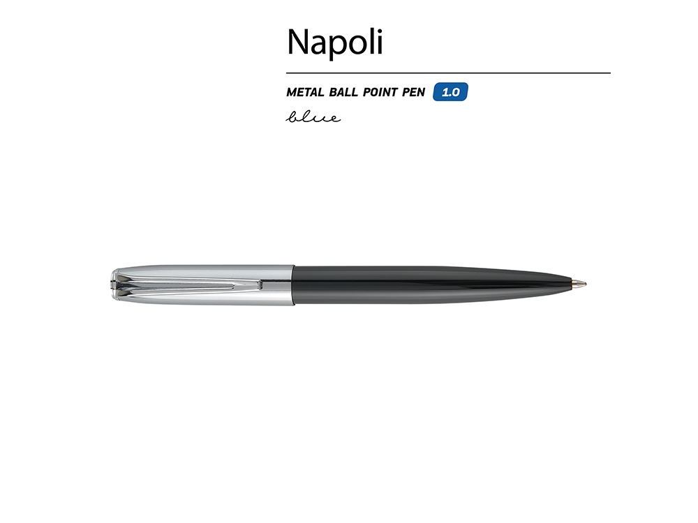 Ручка металлическая шариковая Napoli, черный/серебристый-1