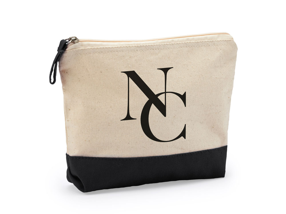 Косметичка DOEL из хлопка плотностью 280 г/м2, бежевый/черный-1