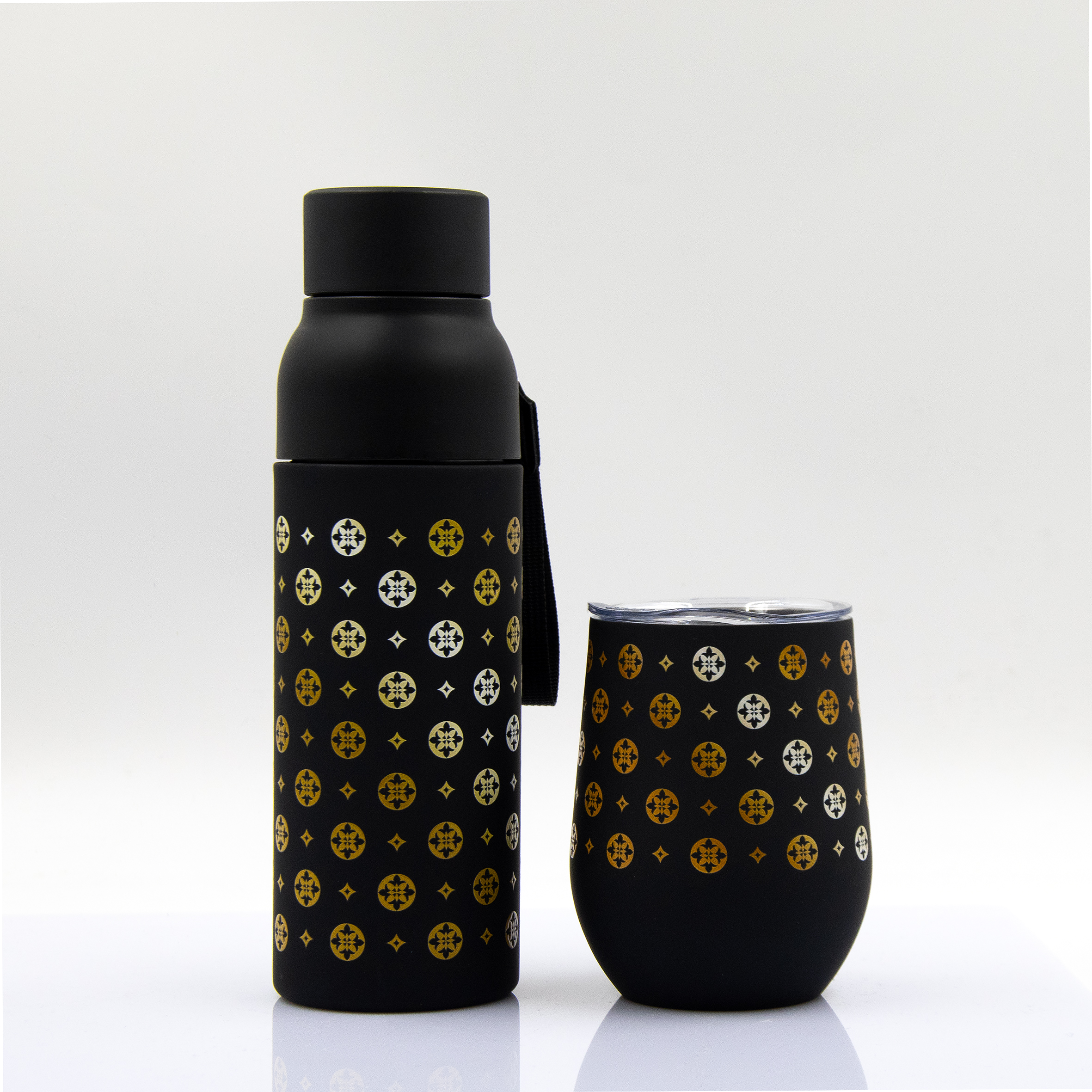 Термобутылка Button Black (черный)-12