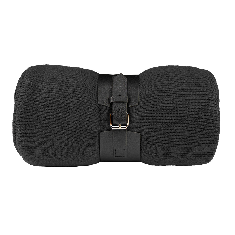 Плед  "Belt"; чёрный; 130 х 180 см; 100% акрил, с поясом, черный-0
