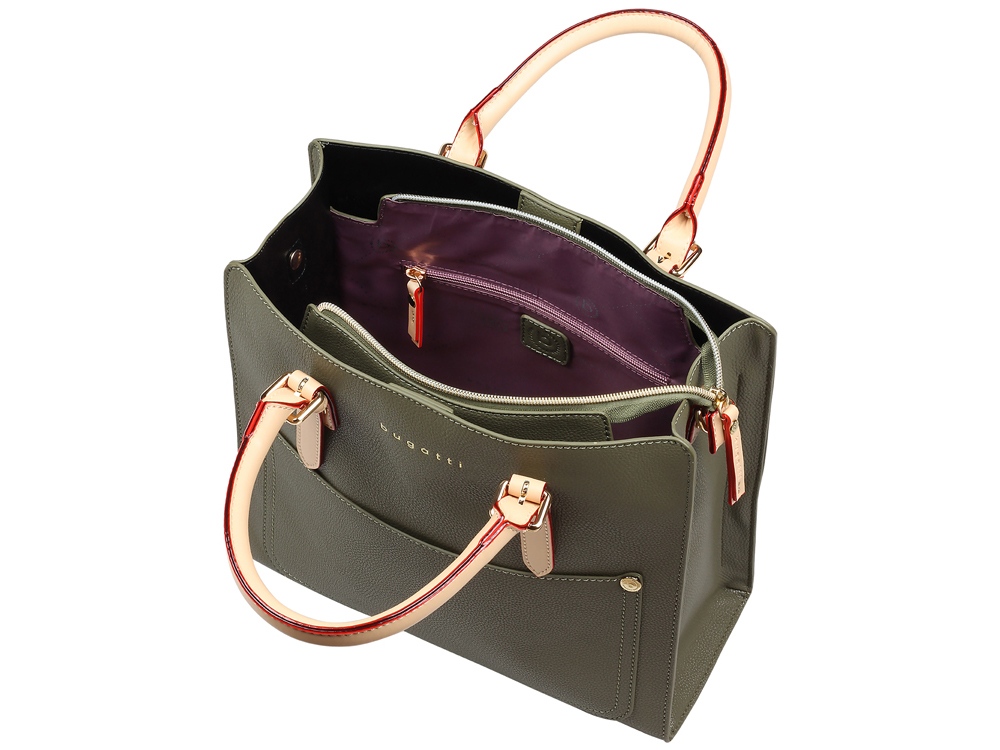 Сумка-портфель женская BUGATTI ЭЛЛА | ELLA, оливковая, полиуретан, 30х11,5х28 см-2