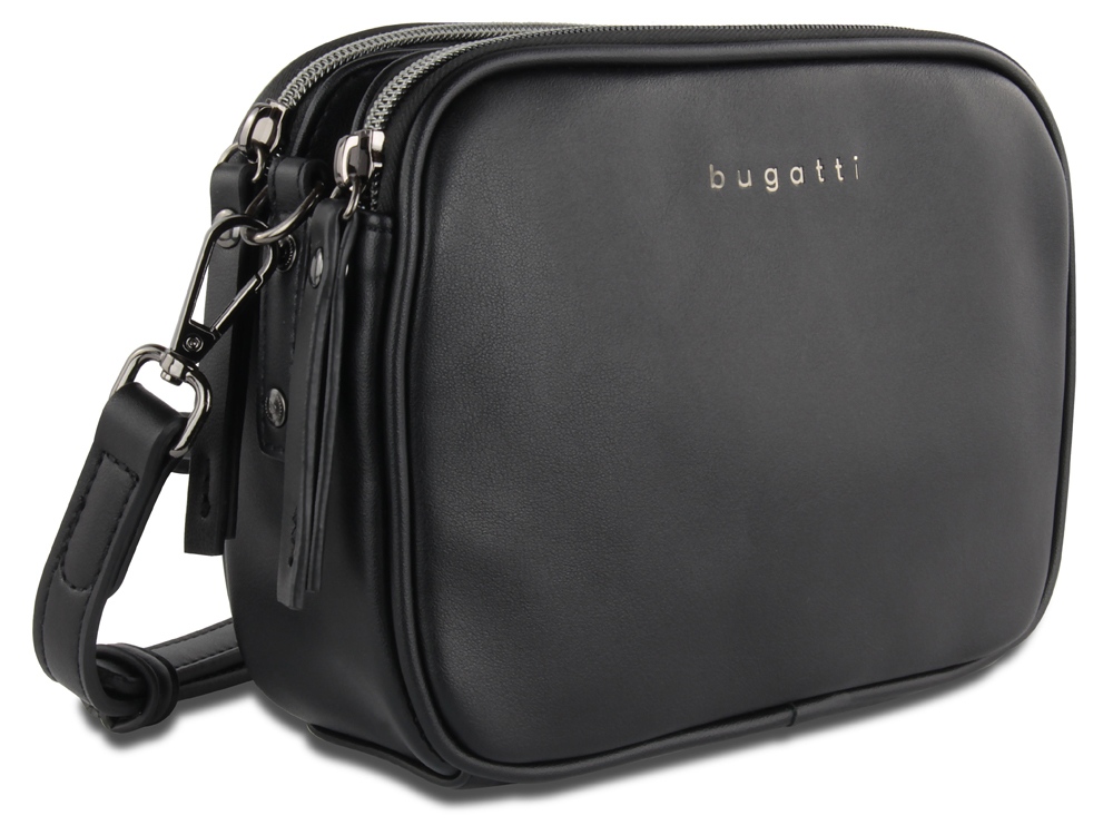 Сумка кросс-боди женская BUGATTI Almata, чёрная, полиуретан, 21,5х6х15 см-0