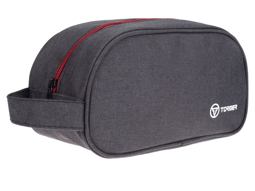 Несессер TORBER, дорожный, чёрный/бордовый, полиэстер 300D, 23 х 12 х 10 см-1