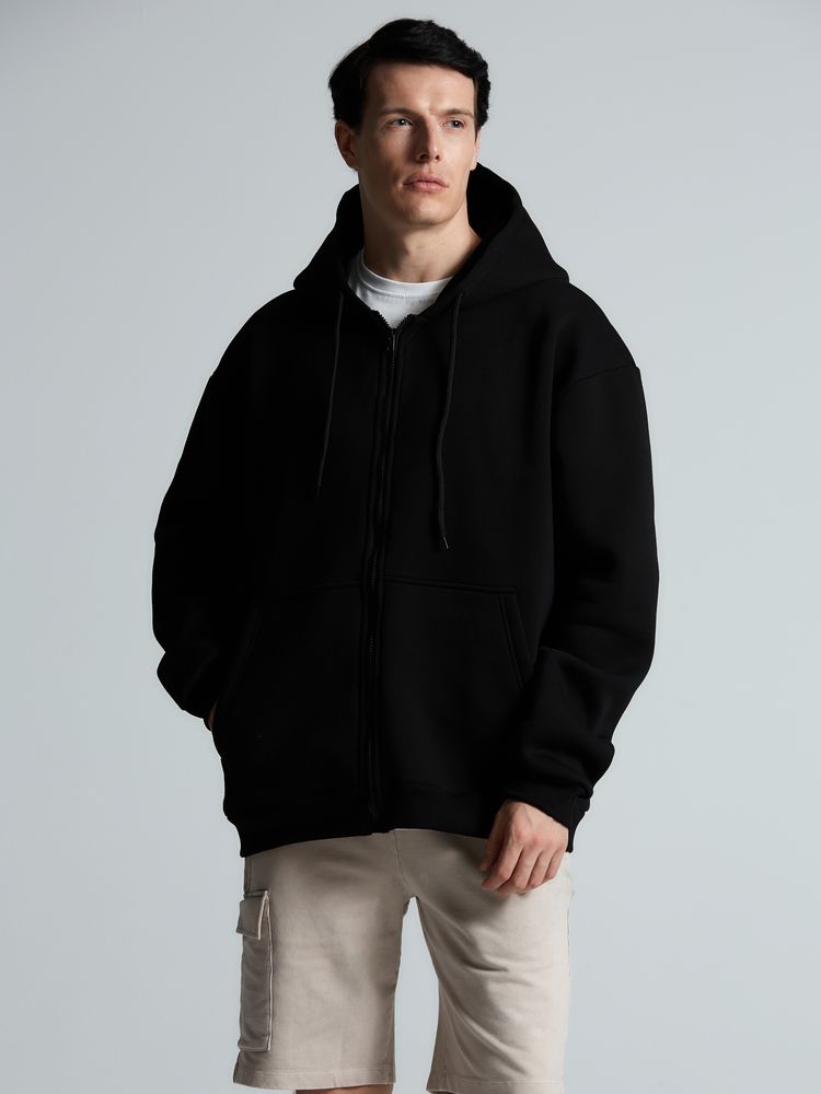 Толстовка унисекс оверсайз Zippy, черная-5