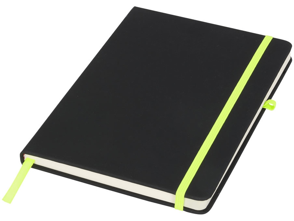 Блокнот Noir среднего размера, черный/лайм-0