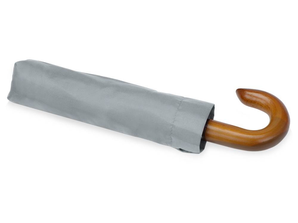 Зонт складной Cary, полуавтоматический, 3 сложения, с чехлом, светло-серый-4