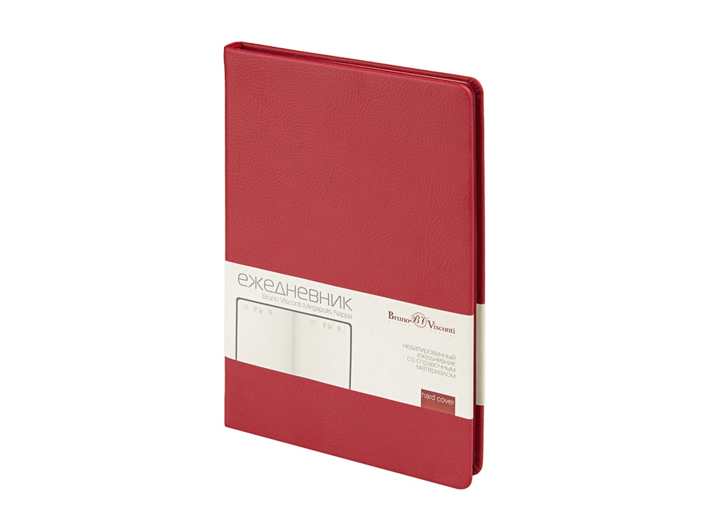 Ежедневник недатированный А5 Megapolis Nappa, бордовый-0