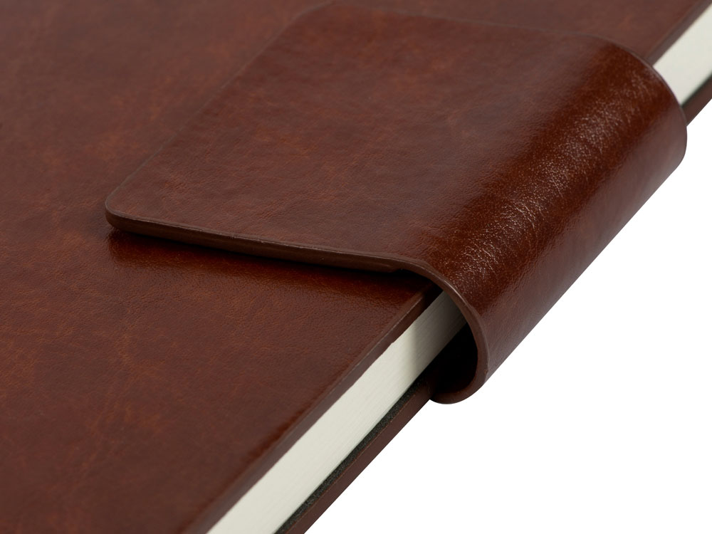 Бизнес блокнот А5 Monoi с клапаном, твердая обложка, 128 листов, коричневый-6