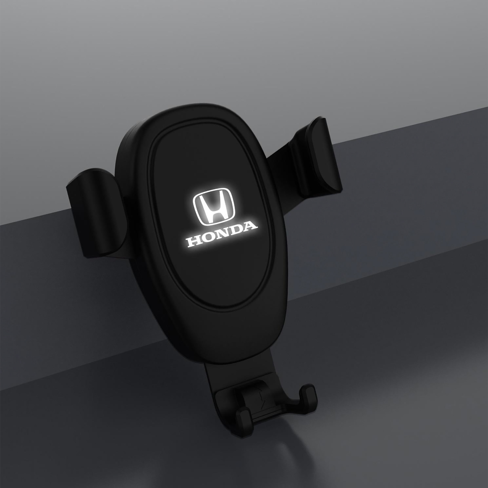 Автомобильное беспроводное (10W) зарядное устройство "Clamp SOFTTOUCH" с подсветкой логотипа, покрытие soft touch-0
