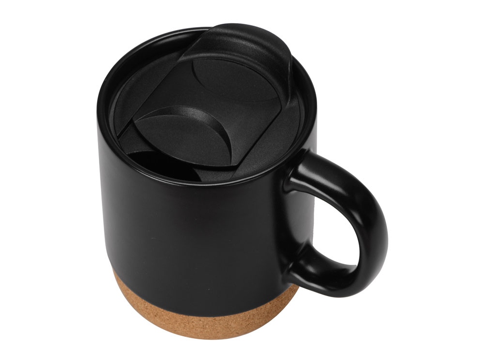 Кружка Denpasar с пробковым дном и крышкой, цветная с двух сторон, черный-1