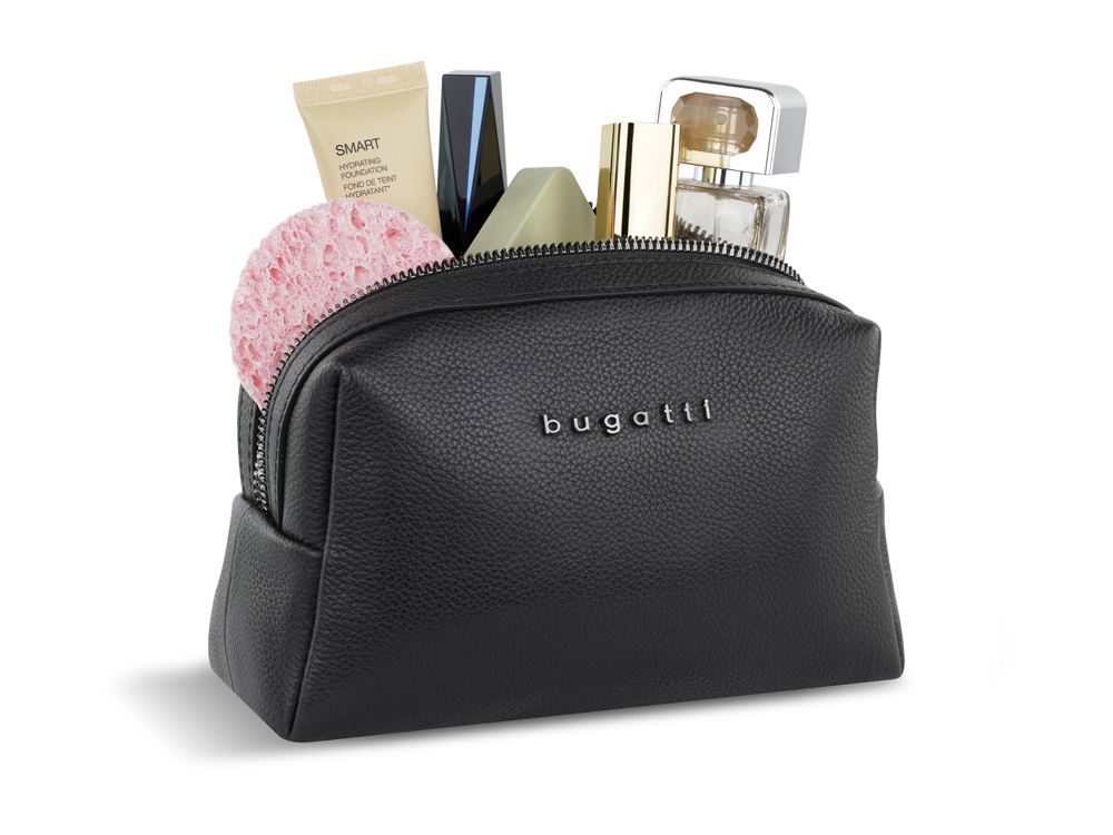 Косметичка BUGATTI Bella, чёрная, воловья кожа/полиэстер, 19х8,5х11 см-6