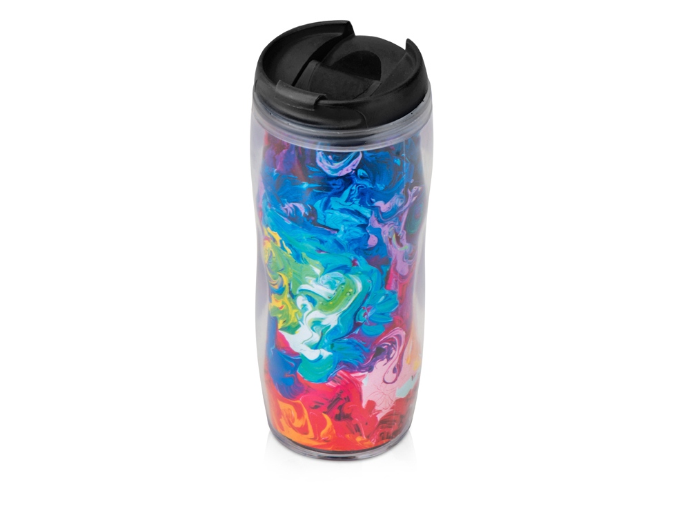 Термокружка Mony 400мл, под цифровую печать, прозрачный/черный-7