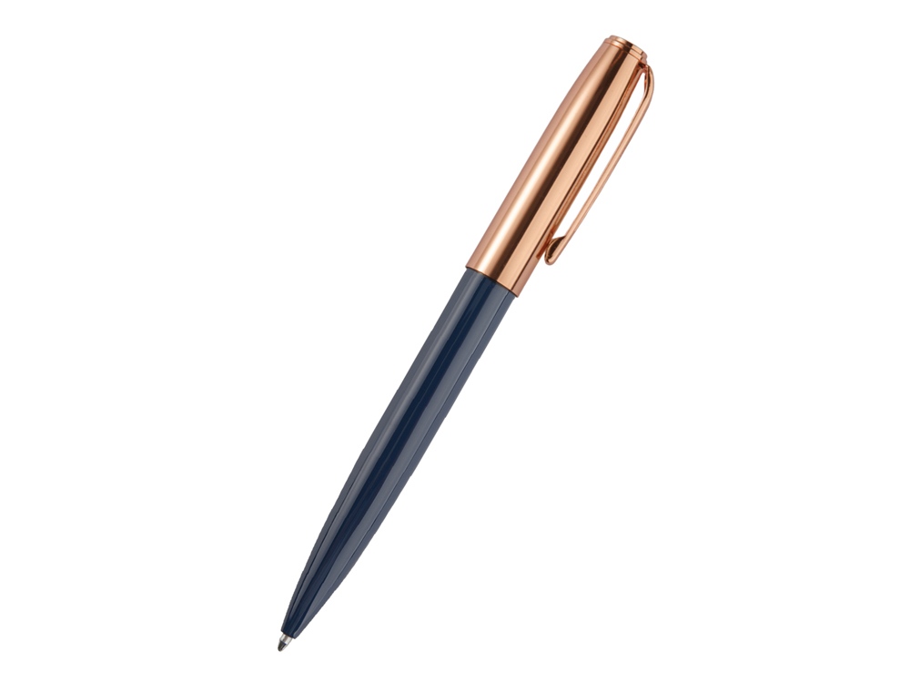 Ручка металлическая шариковая Napoli, синий/розовое золото-0