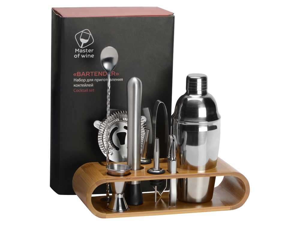 Набор Bartender для приготовления коктейлей на бамбуковой подставке-10