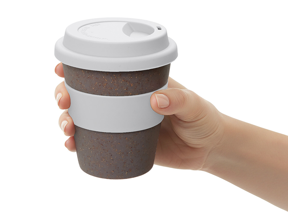 Стакан с силиконовой крышкой Cafe, белый-5