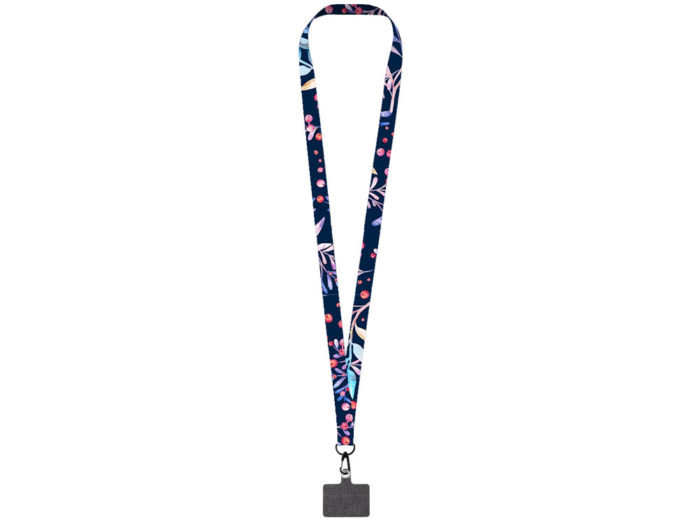 Ланъярд 2 см под сублимацию с трендовым карабином и большим держателем для телефона из ПЭ, черный-2