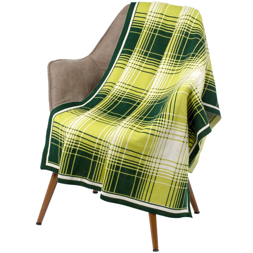 Плед Duotone, зеленый с белым-2