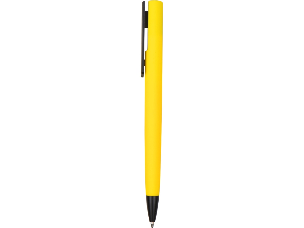 Ручка пластиковая soft-touch шариковая Taper, желтый/черный-2