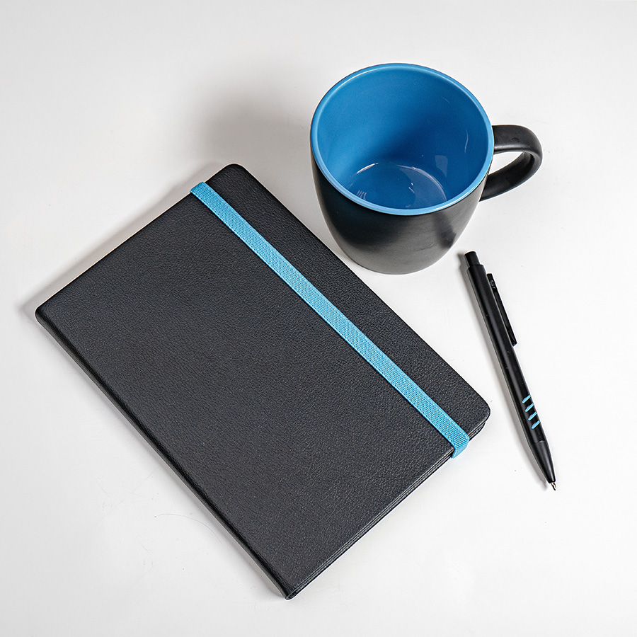 Набор подарочный HYPER: кружка, ежедневник, ручка; черный/голубой, черный, голубой-1