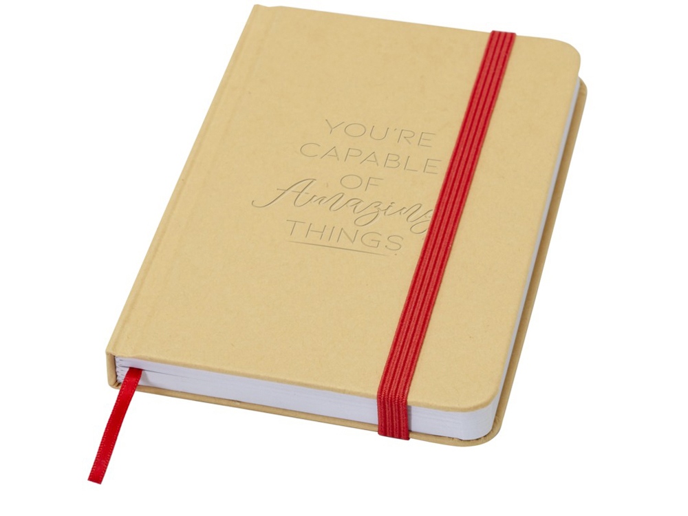 Reed блокнот формата А6 из переработанного материала в твердой обложке с простыми страницами - Красный-5