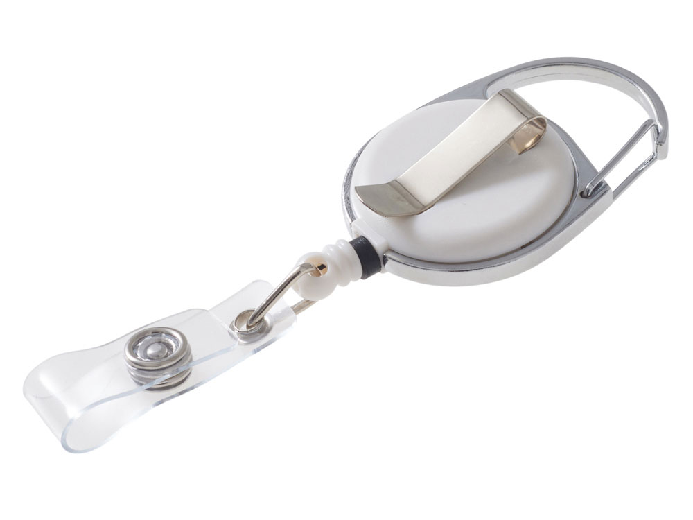 Бейдж с рулеткой-карабин Favor, белый-5