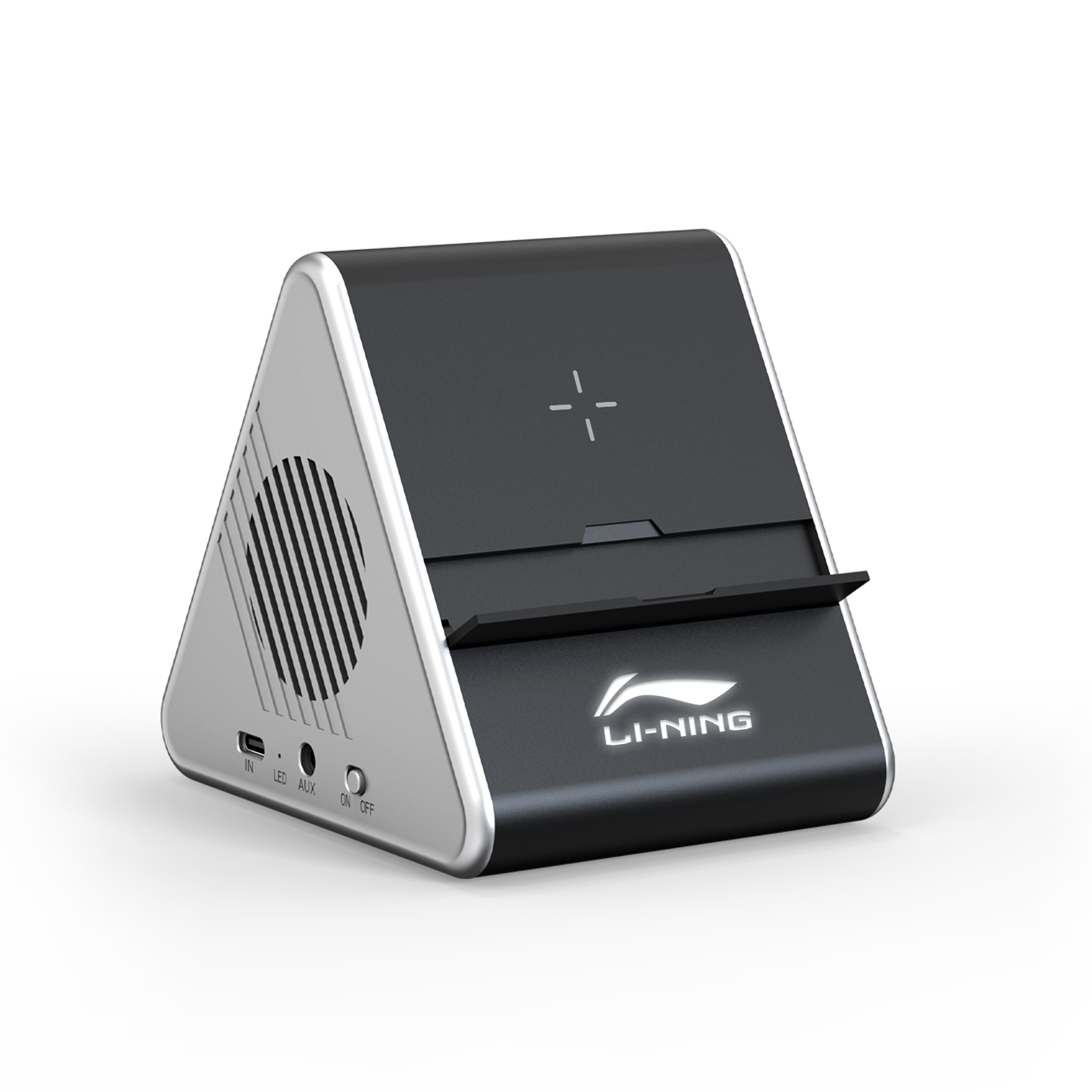 Колонка Dorn с беспроводной зарядкой и подсветкой гравировки, Черный-4