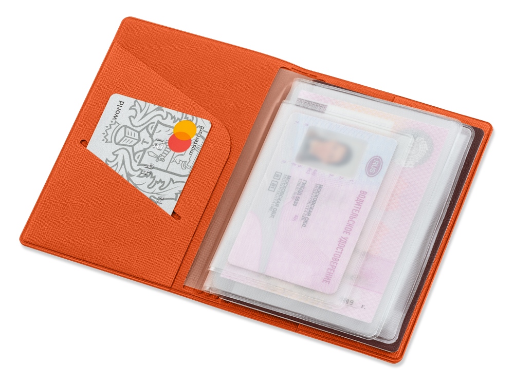 Классическая обложка для автодокументов Favor, оранжевая-1