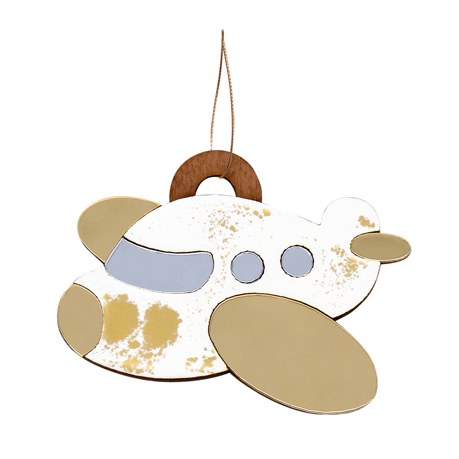 Ёлочная игрушка Самолетик (белый с золотым )-0