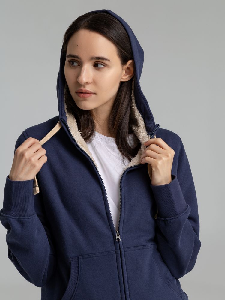 Толстовка унисекс на молнии Sherpa 280, темно-синяя-6