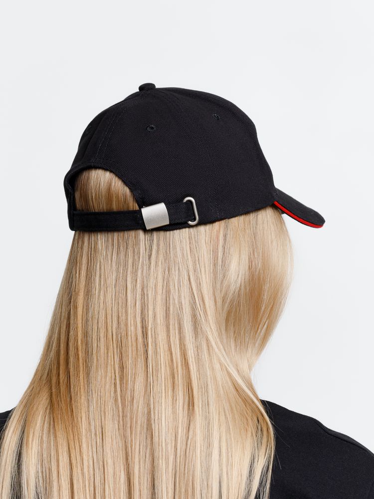 Бейсболка Long Beach, черная с красным-8