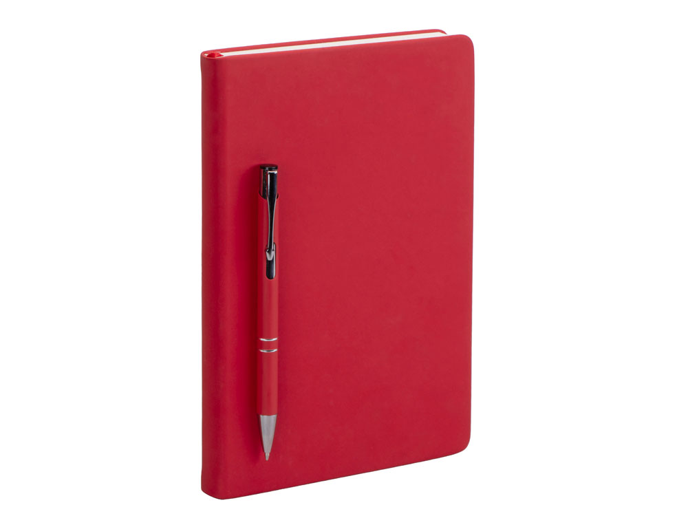 Подарочный набор с блокнотом С3, металлической ручкой и термобутылкой, красный-2