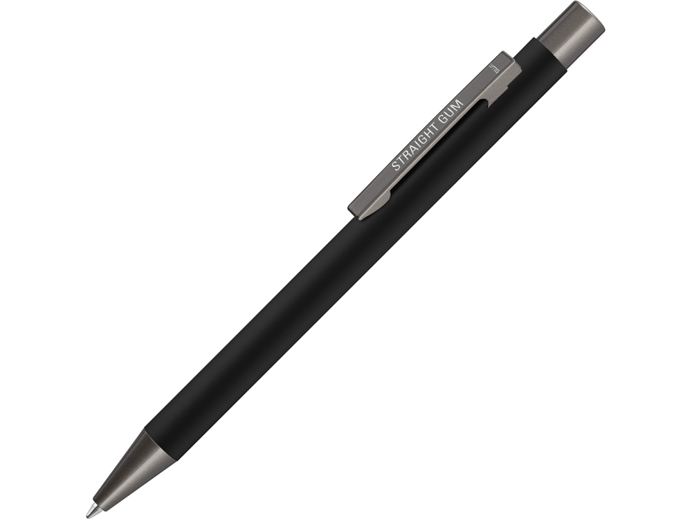 Ручка шариковая UMA STRAIGHT GUM soft-touch, с зеркальной гравировкой, черный-2